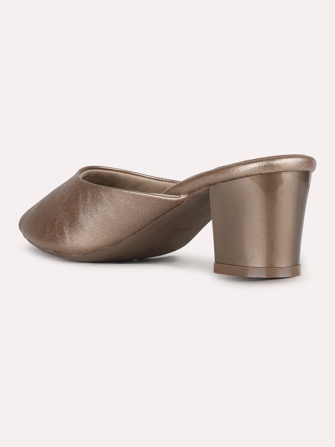 Womens Golden Party Wear Solid Pointed Toe Block Heels