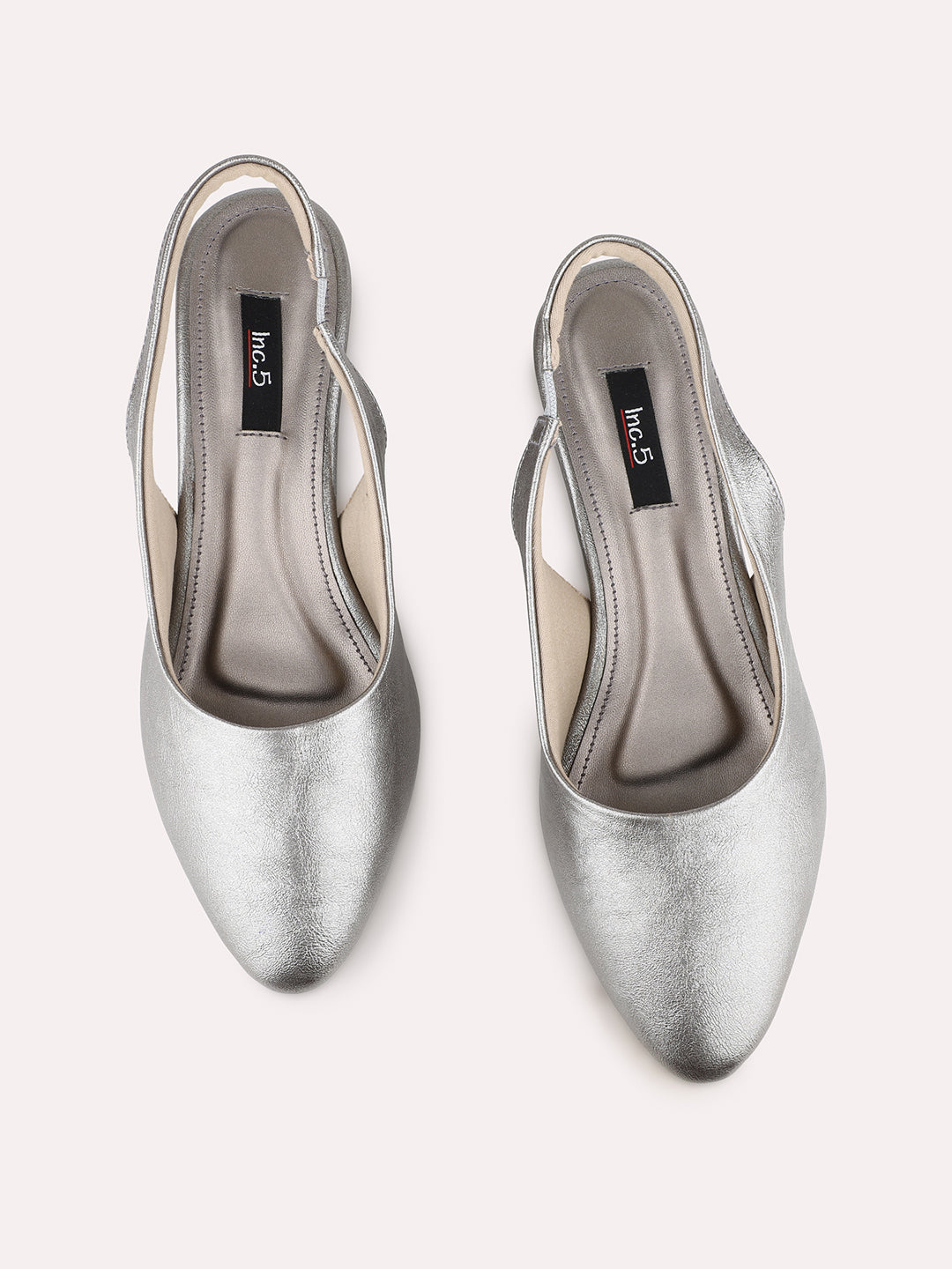 Womens Pewter Party Wear Solid Pointed Toe Block Heel Mules