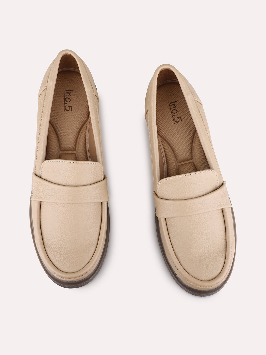 Womens Beige Casual Solid Round Toe Loafers