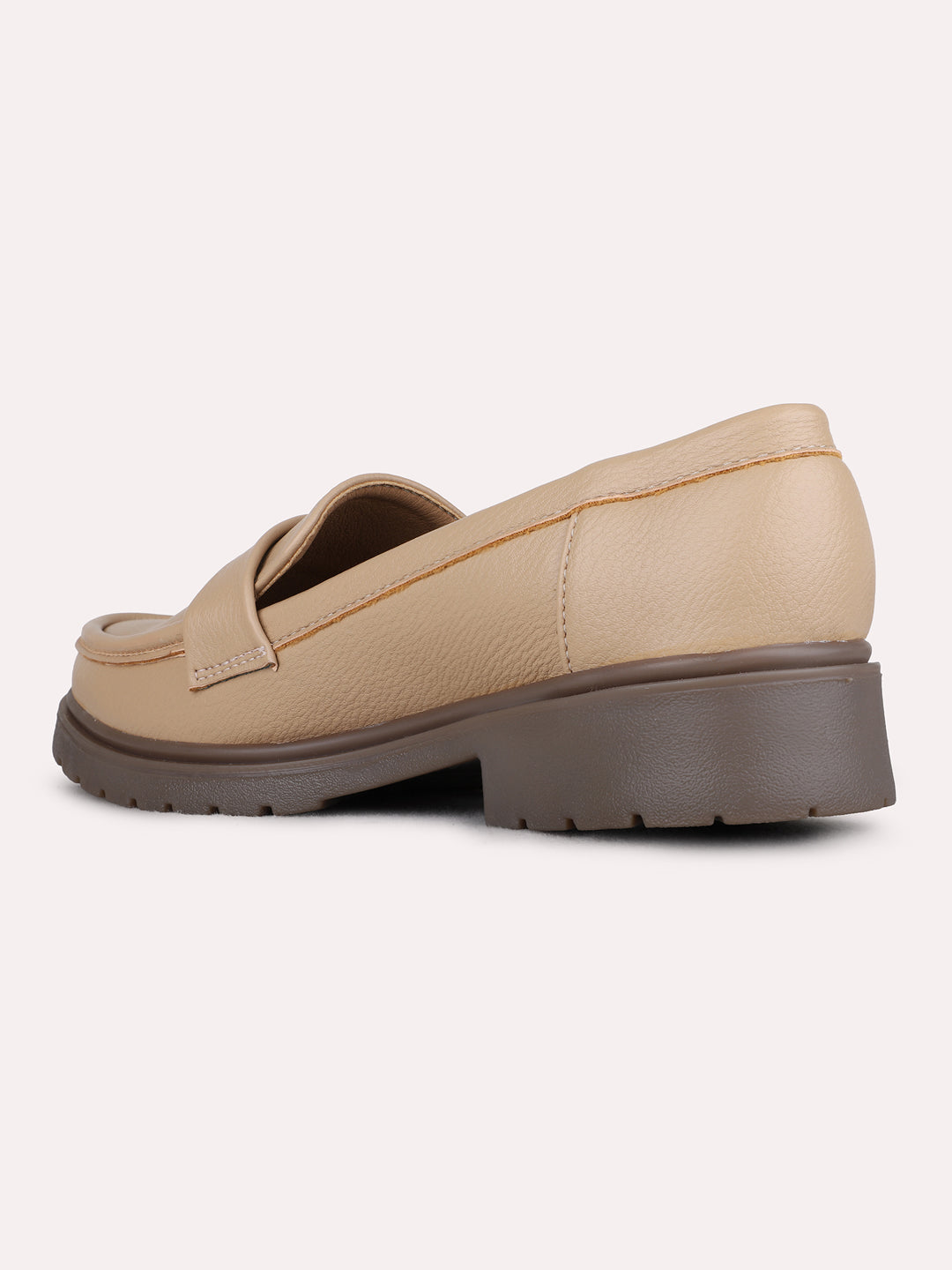 Womens Beige Casual Solid Round Toe Loafers