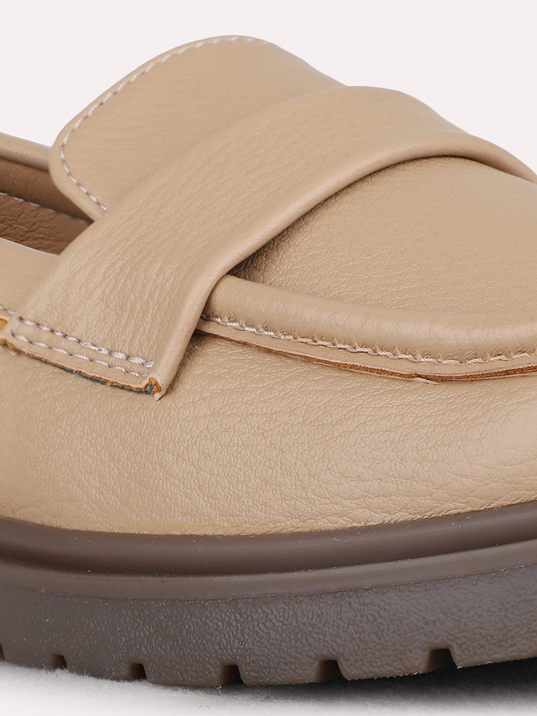 Womens Beige Casual Solid Round Toe Loafers
