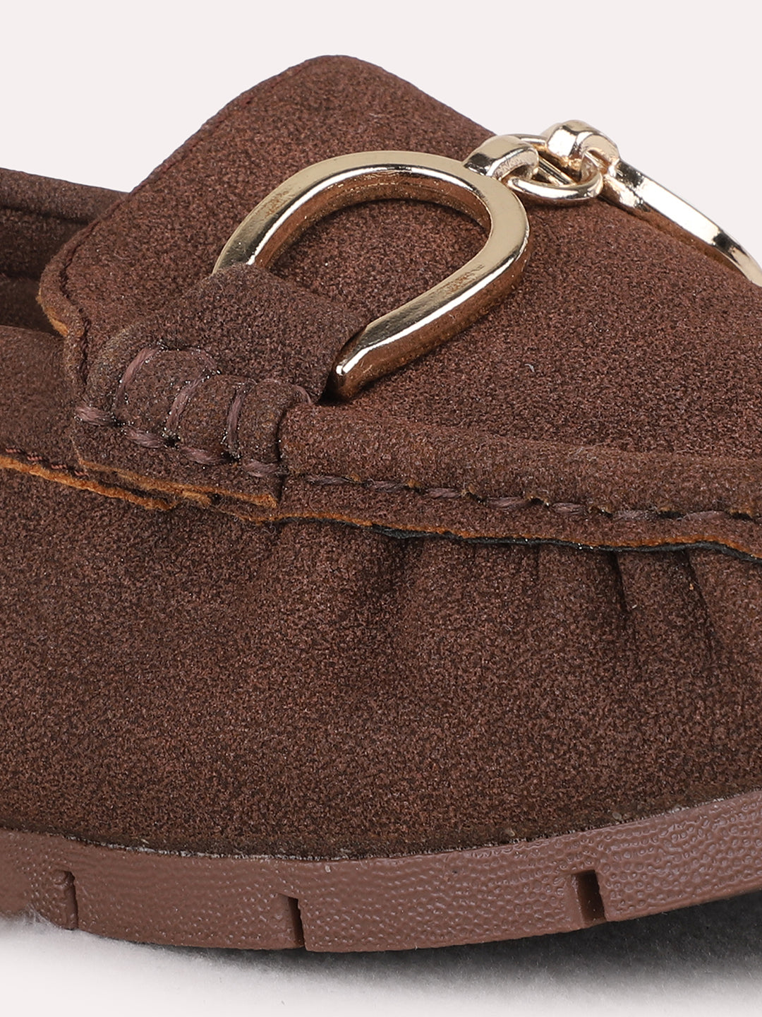 Womens Brown Party Wear Solid Round Toe Loafers