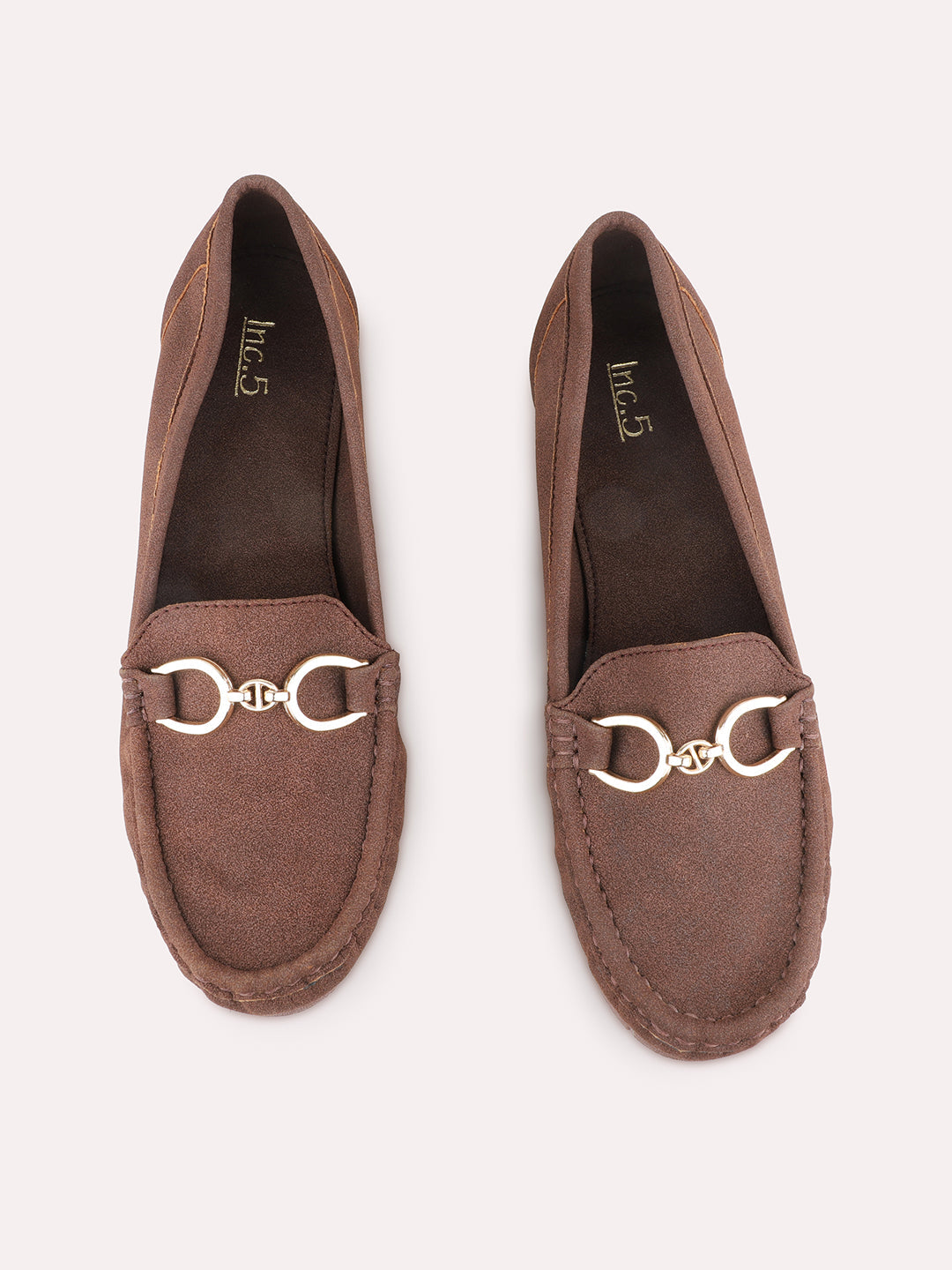 Womens Brown Party Wear Solid Round Toe Loafers