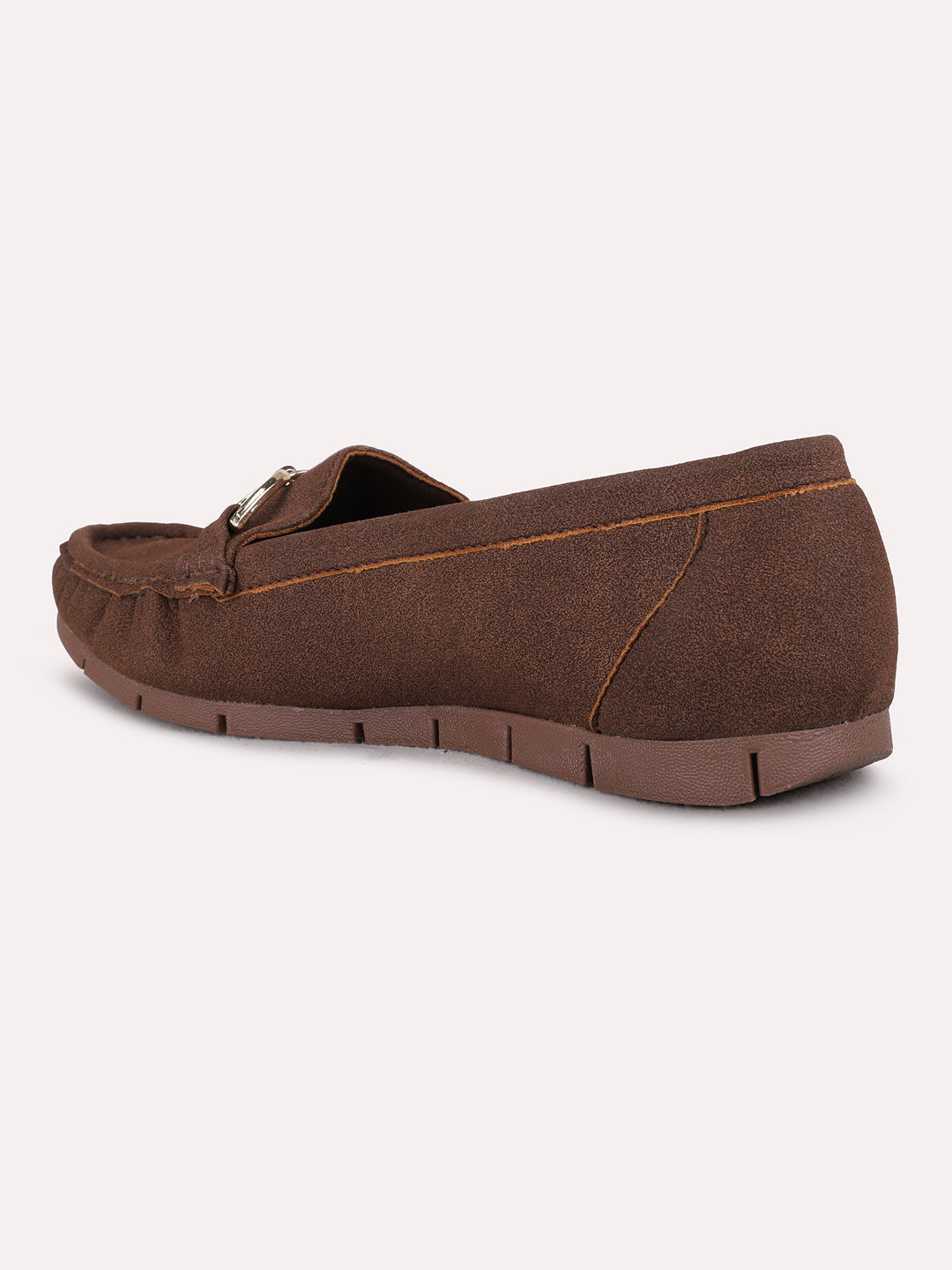 Womens Brown Party Wear Solid Round Toe Loafers
