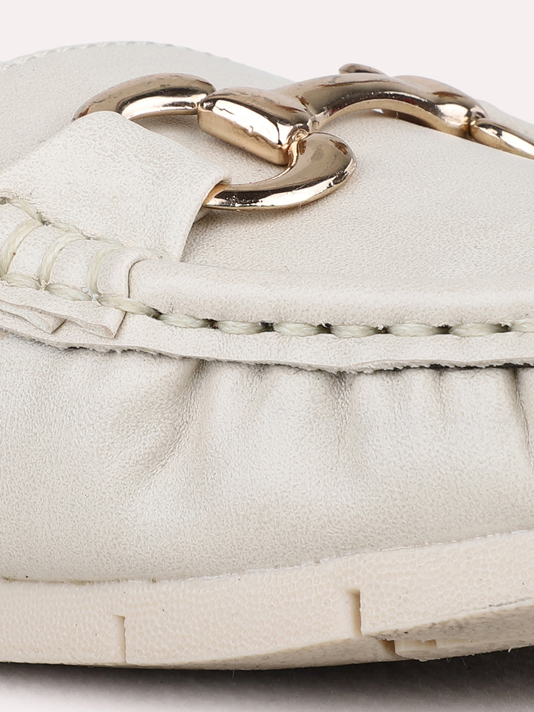 Womens Cream Casual Solid Loafers Shoe