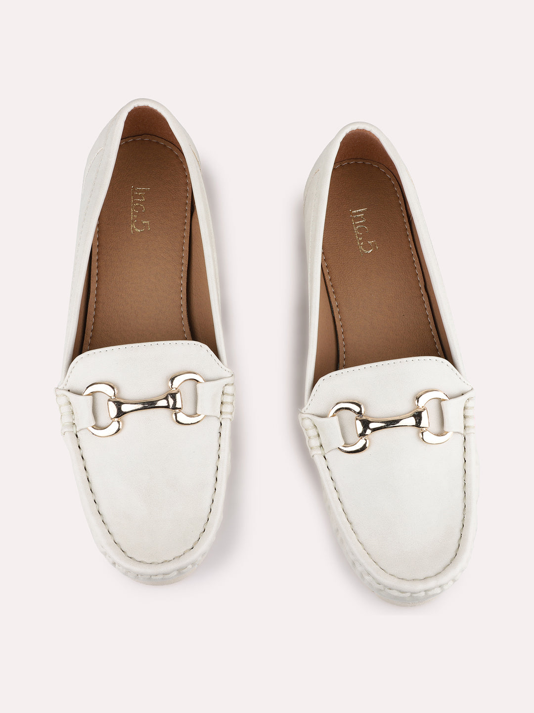 Womens Cream Casual Solid Loafers