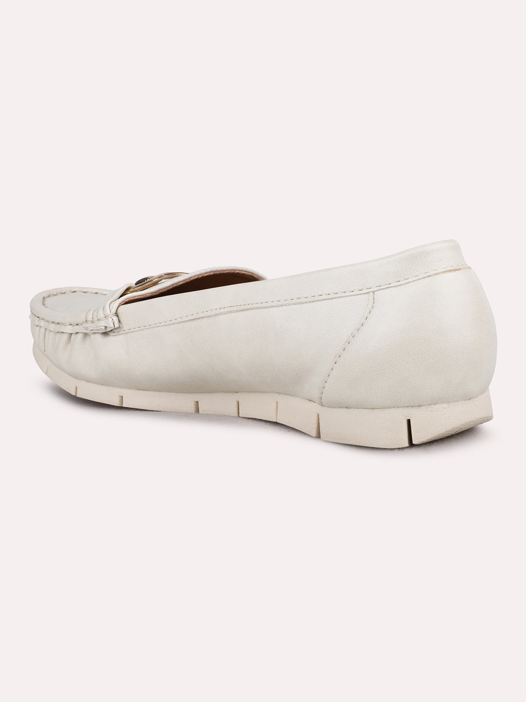 Womens Cream Casual Solid Loafers