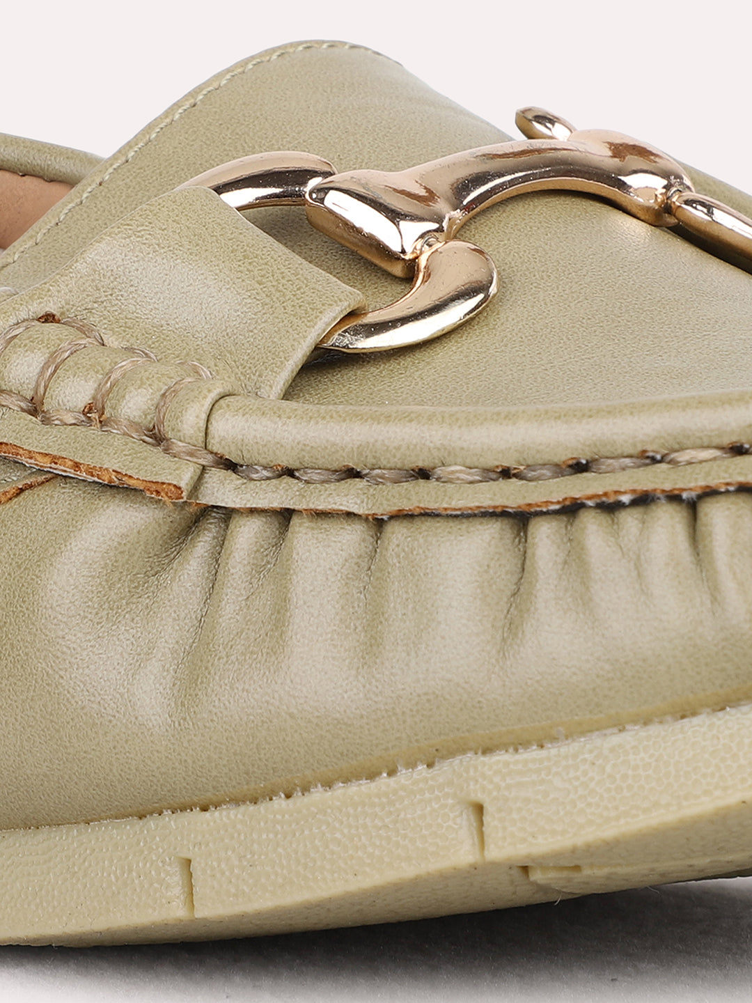 Womens Green Casual Solid Loafers