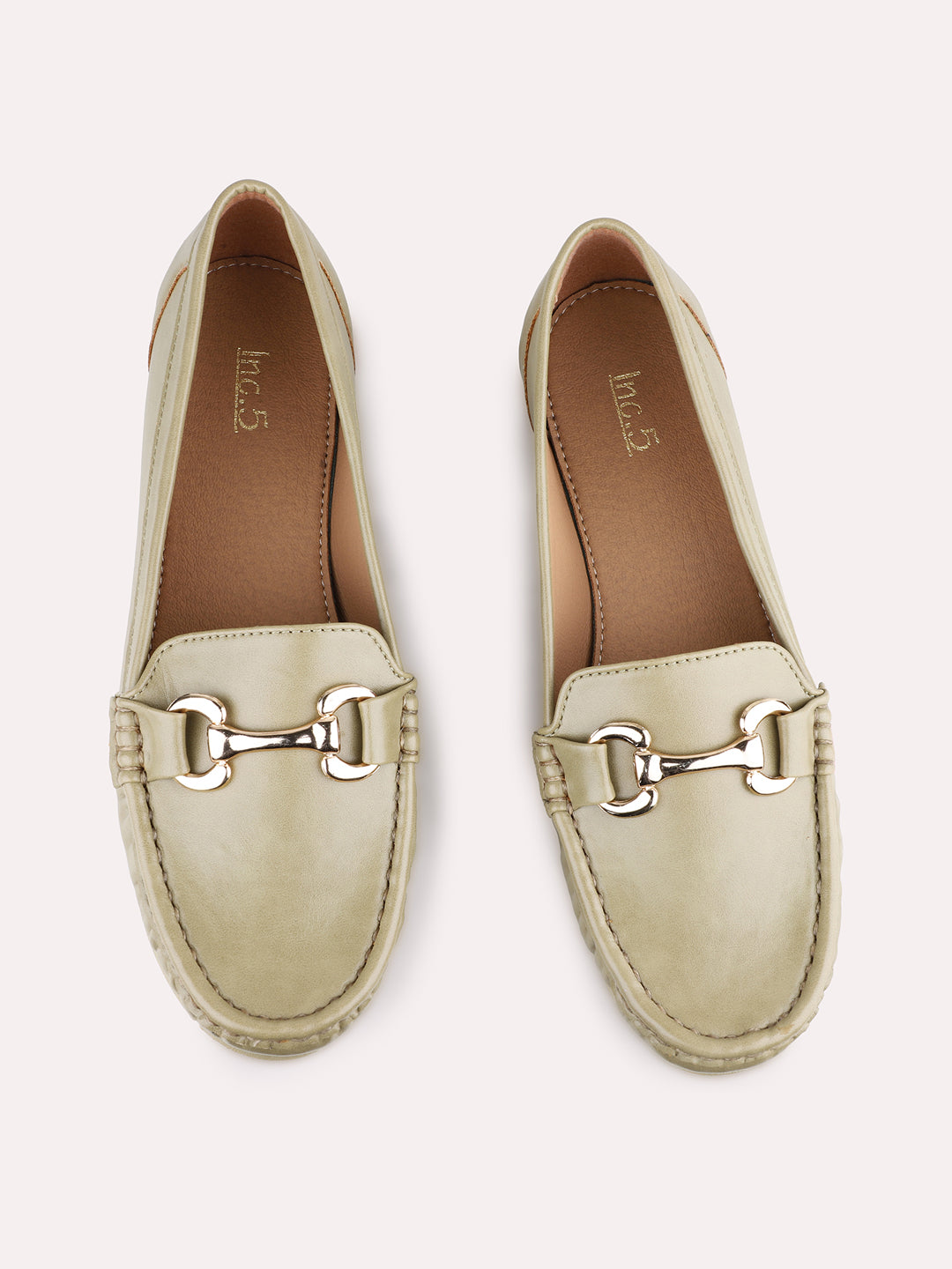 Womens Green Casual Solid Loafers