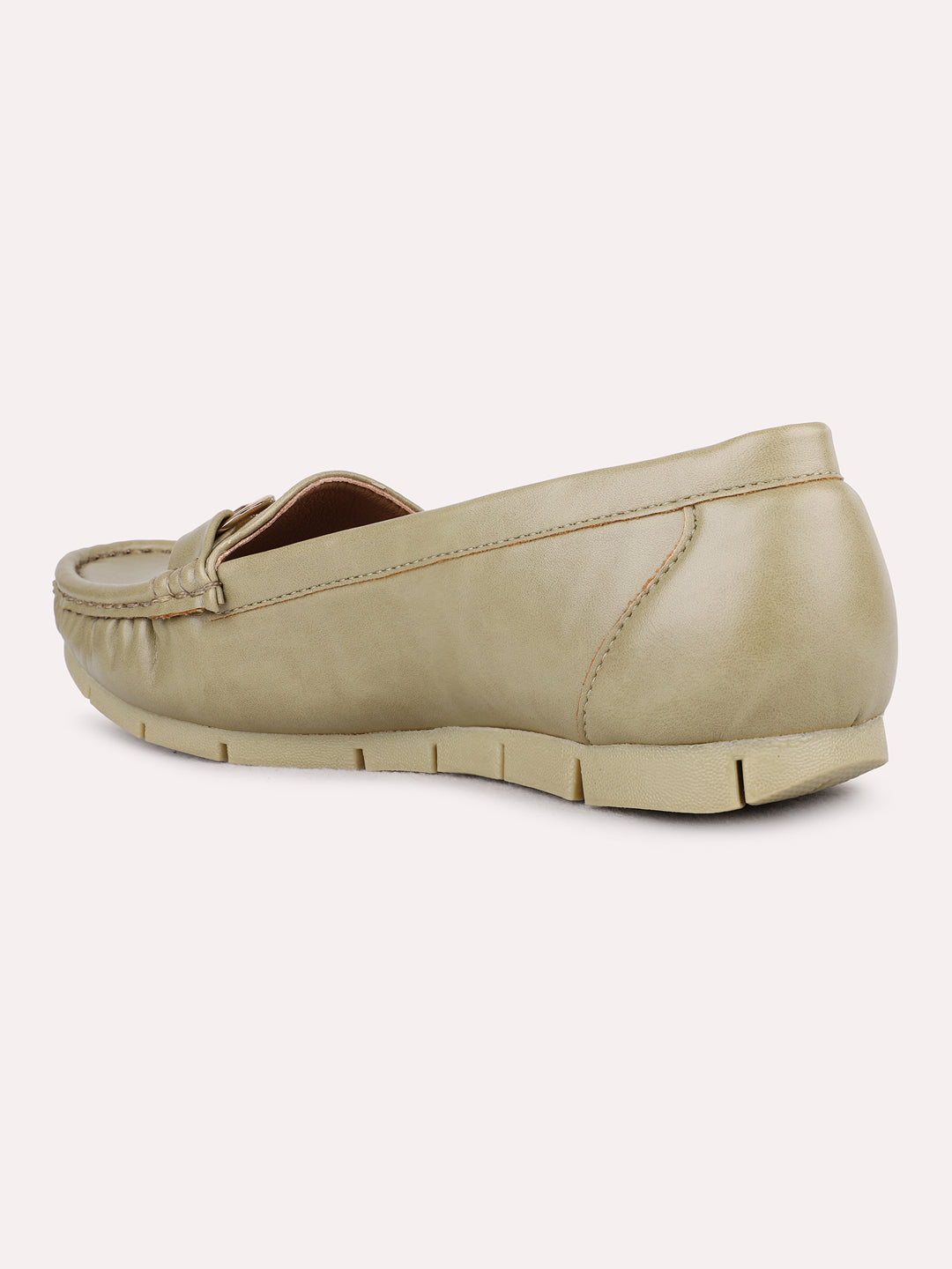 Womens Green Casual Solid Loafers