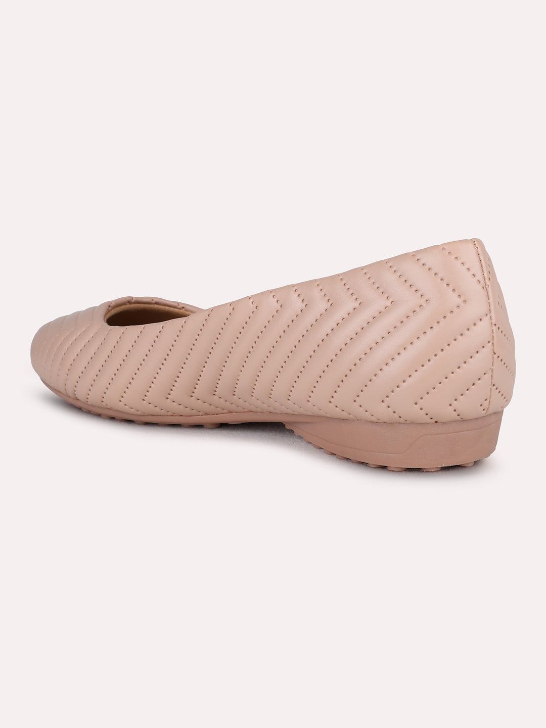 Womens Peach Casual Solid Round Toe Flat Ballerinas