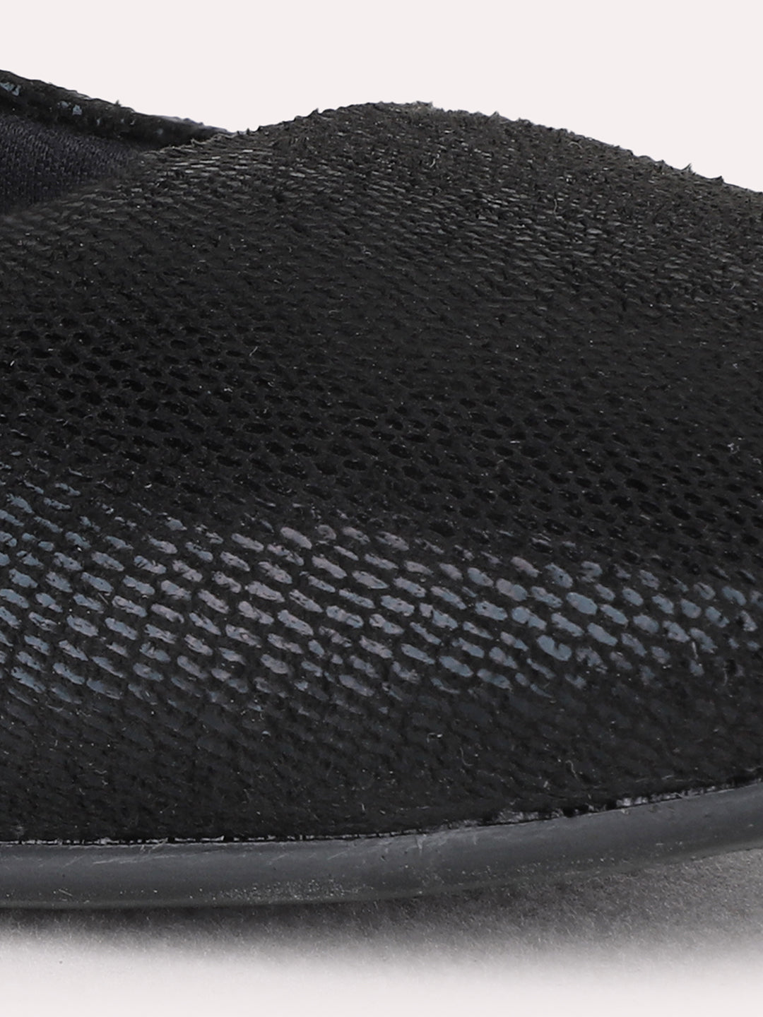 Womens Black Casual Embellished Round Toe Flat Ballerinas