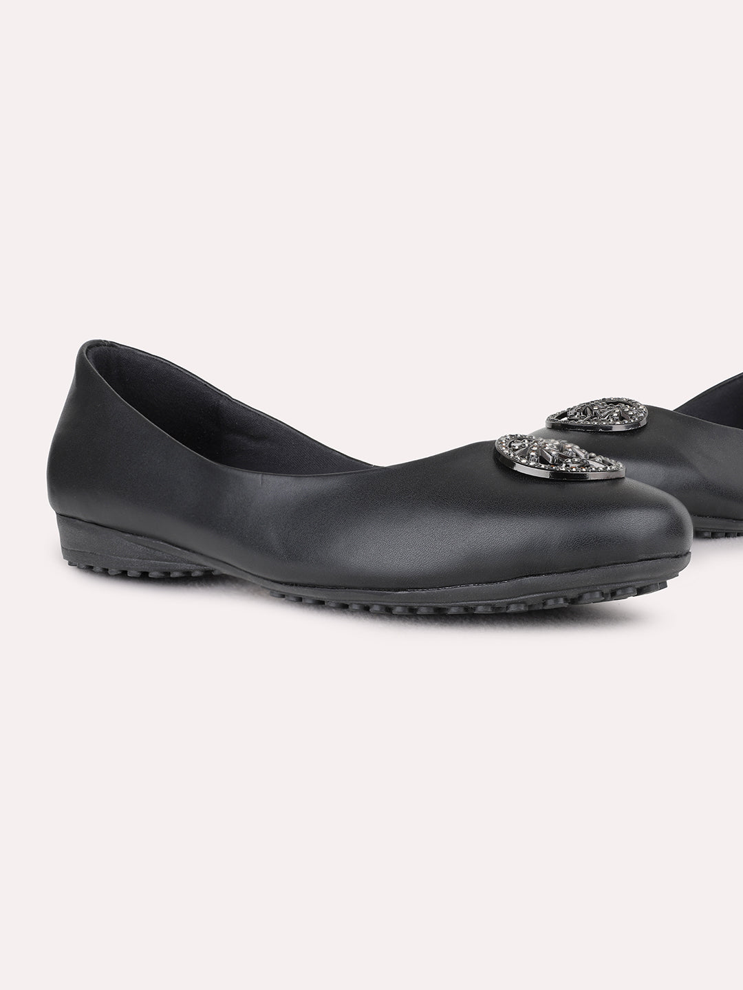 Womens Black Casual Solid Pattern Ballerinas Shoe