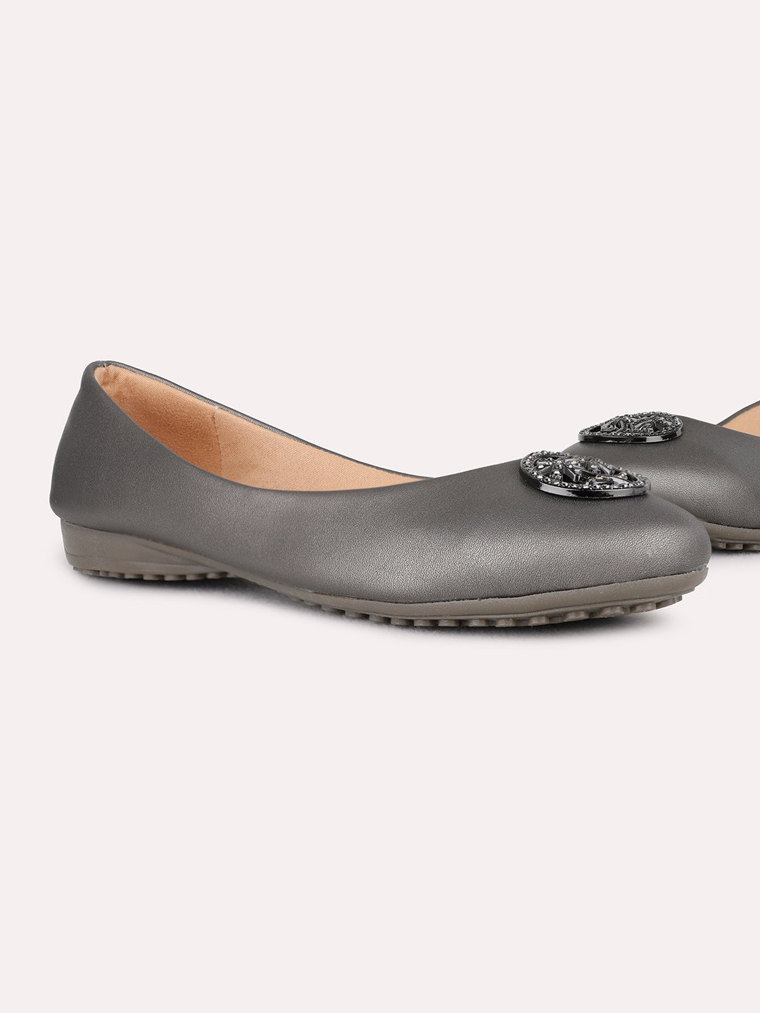 Womens Pewter Casual Solid Ballerinas Shoe