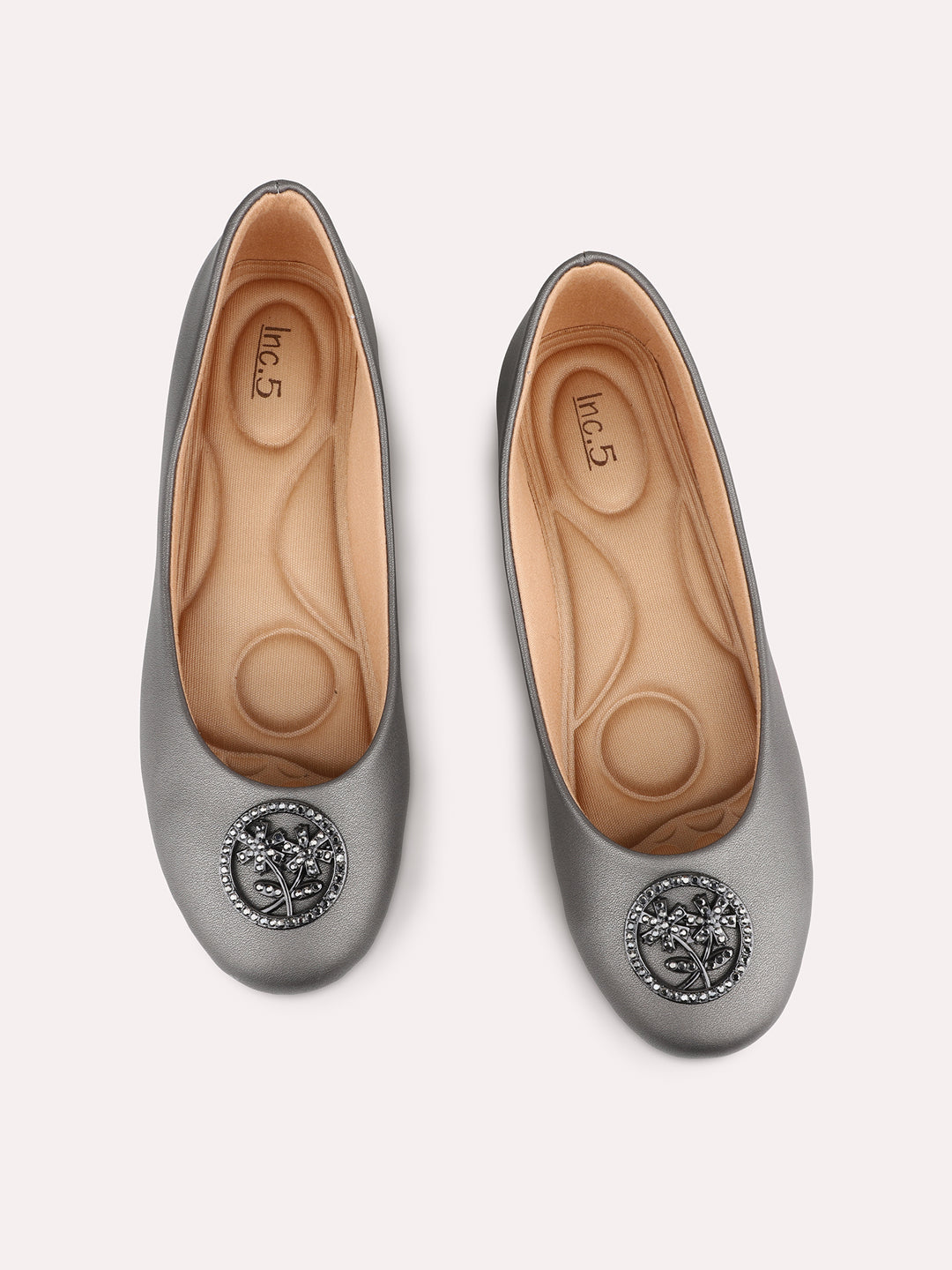 Womens Pewter Casual Solid Ballerinas Shoe