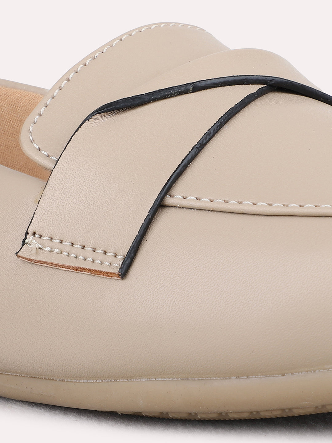 Womens Beige Casual Solid Ballerinas Shoe