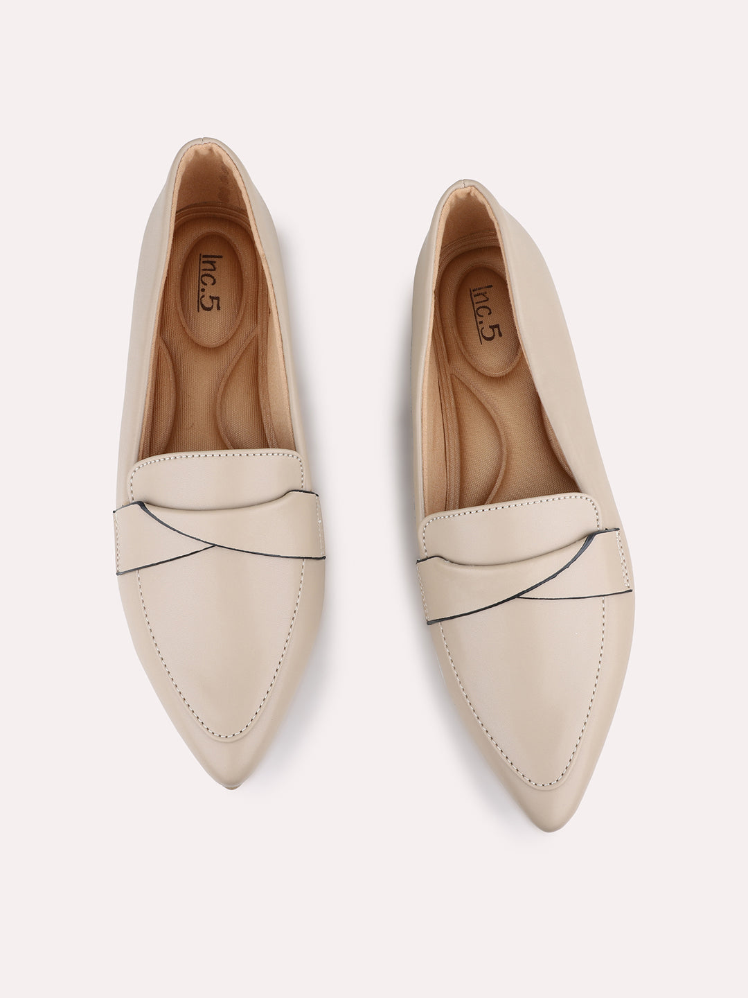 Womens Beige Casual Solid Ballerinas Shoe