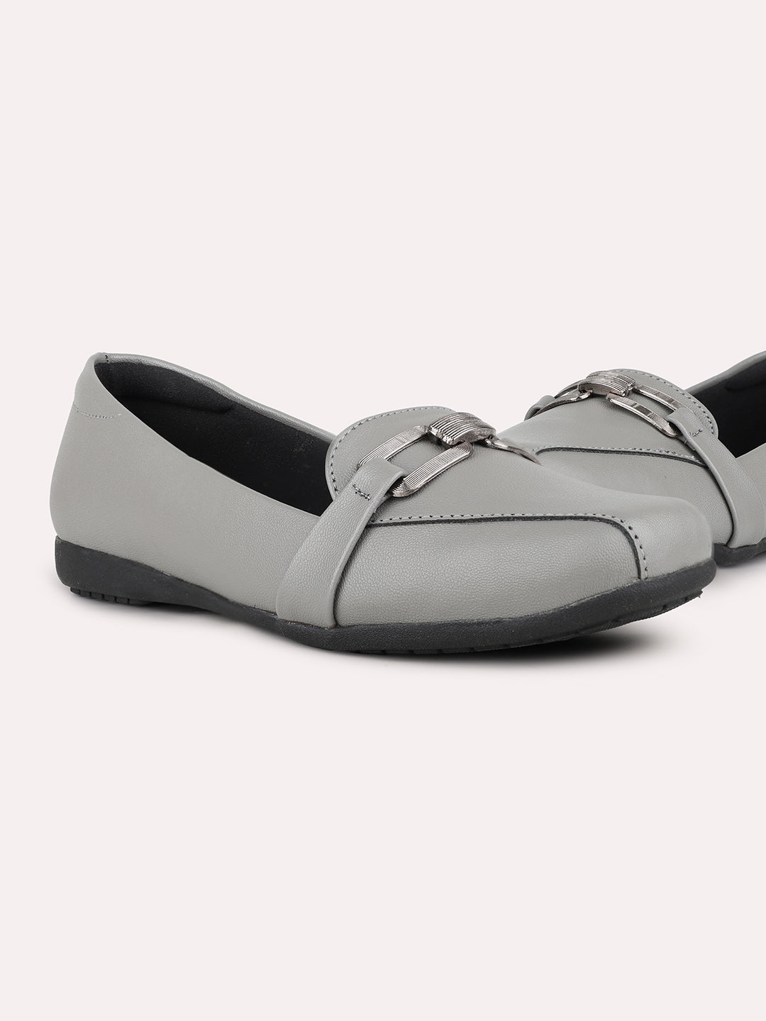 Women Grey Casual Solid Pointed Pumps