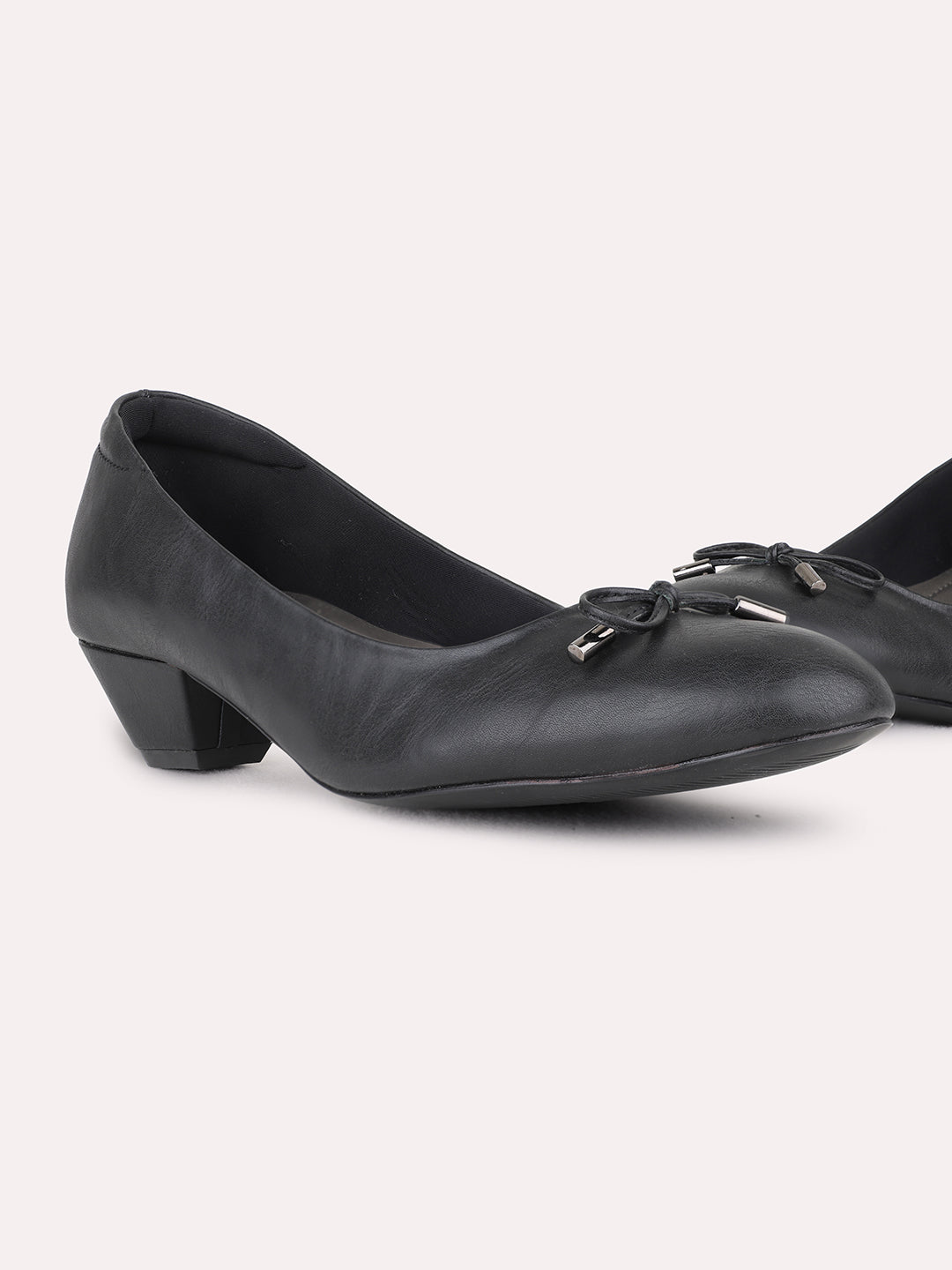 Womens Black Casual Solid Pointed Toe Heel Pump Shoes