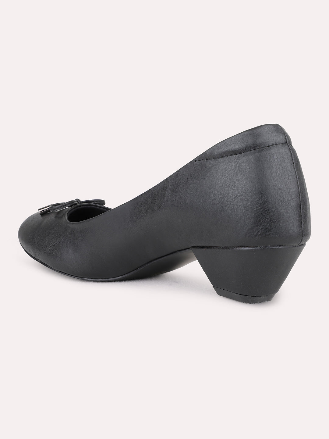 Womens Black Casual Solid Pointed Toe Heel Pump Shoes