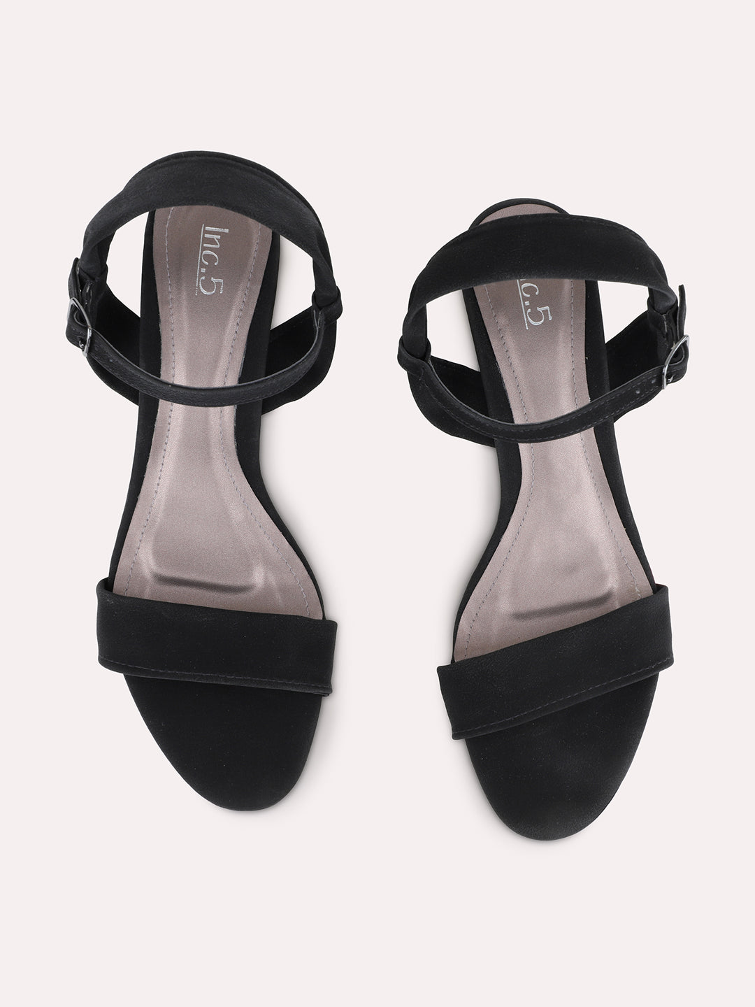 Womens Black Party Wear Solid Round Toe Block Heels