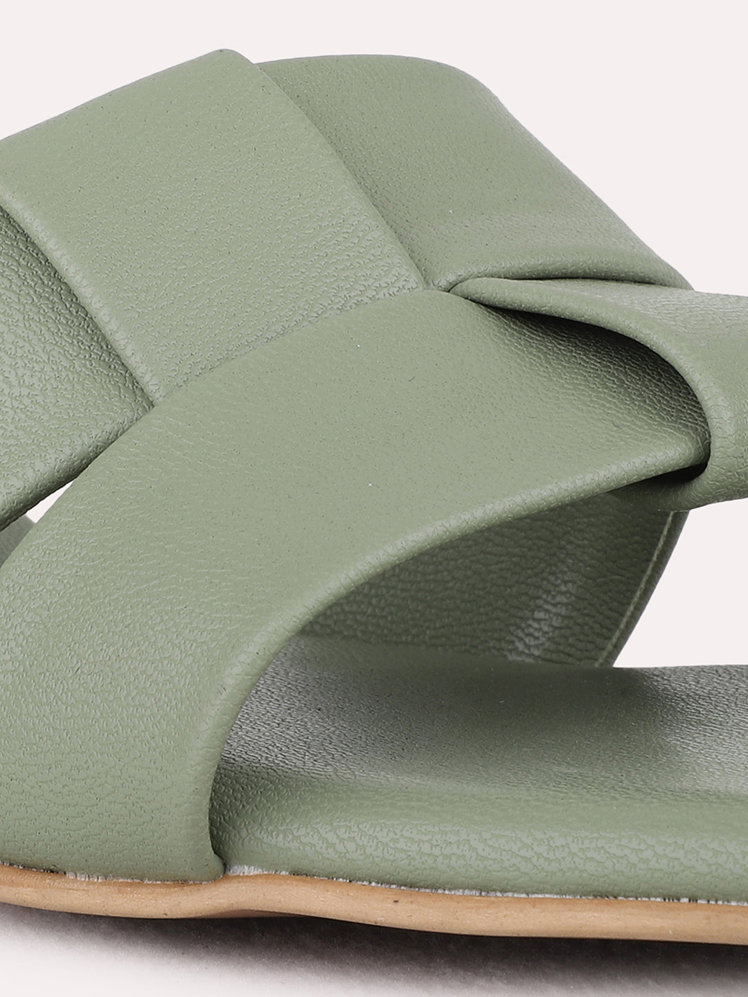 Womens Green Party Wear Solid Block Heel Sandals