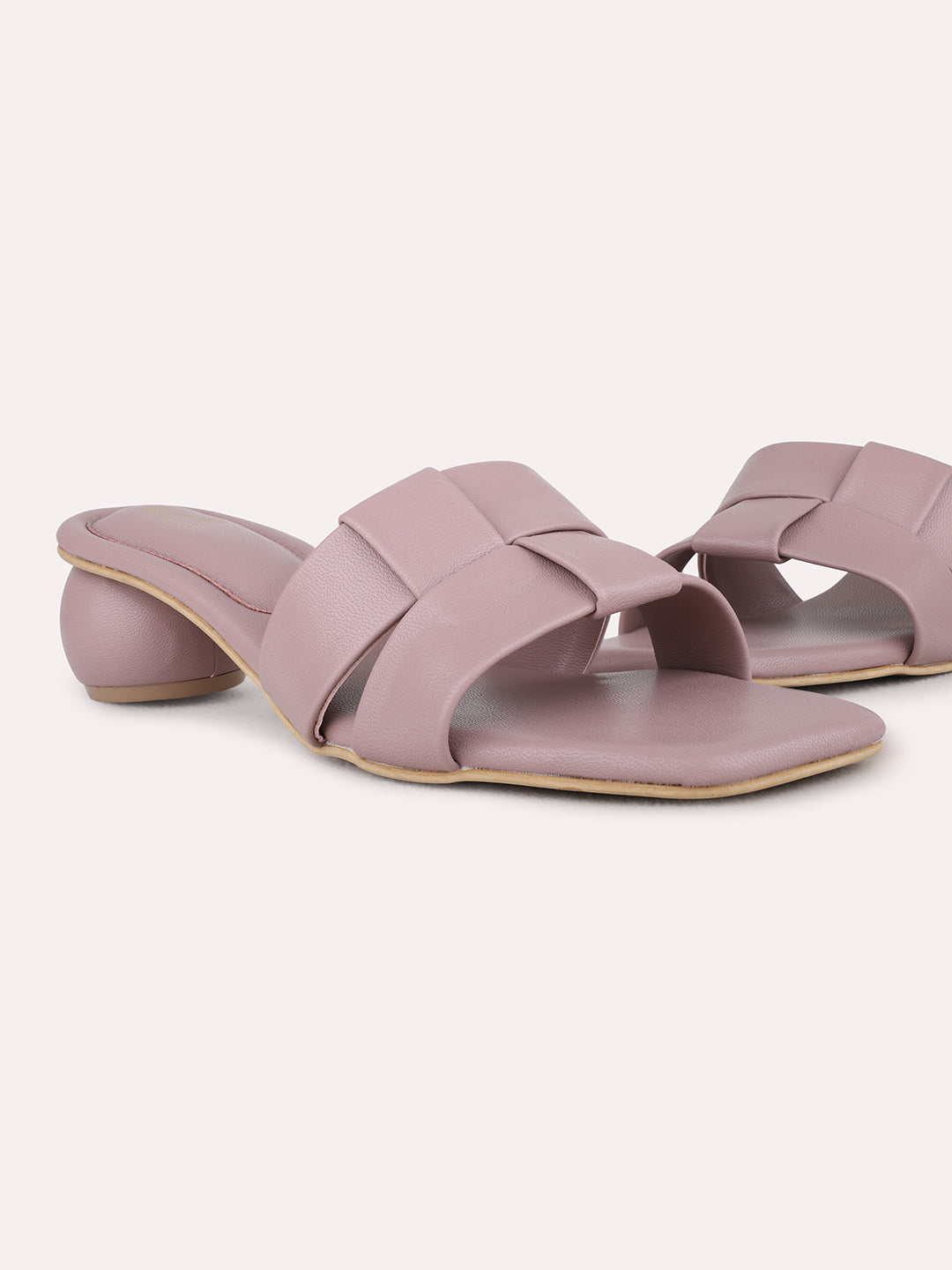 Womens Pink Party Wear Solid Block Heel Sandals