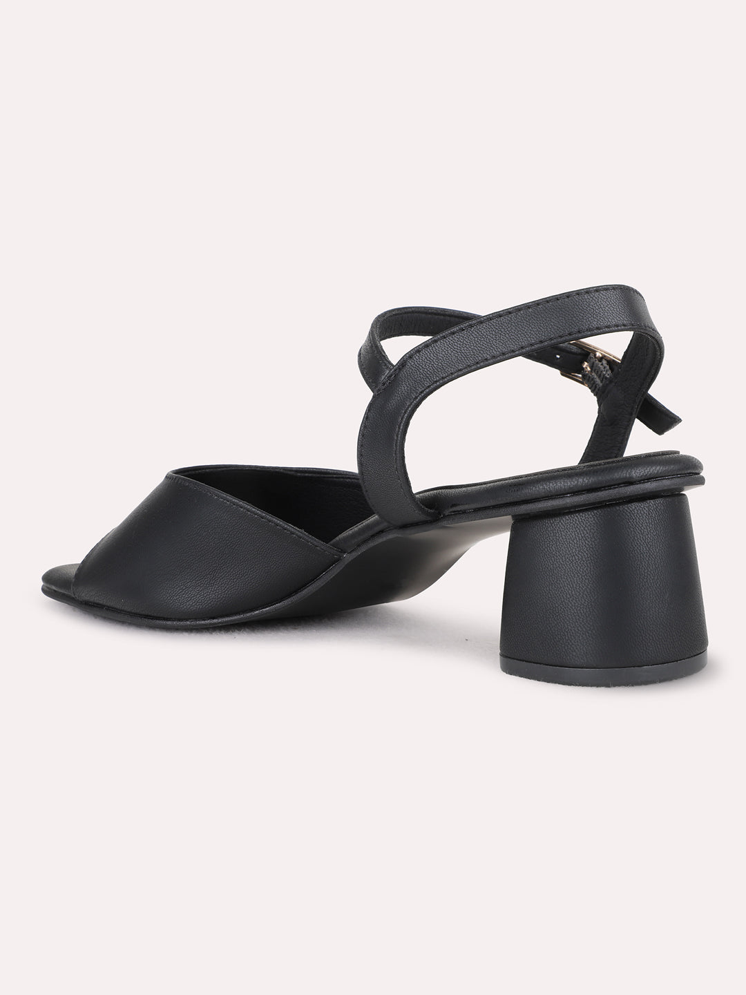 Womens Black Party Wear Solid Block Heel Sandals
