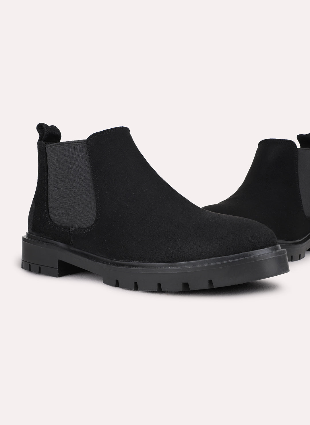 Womens Black Casual Solid Chelsea Boots