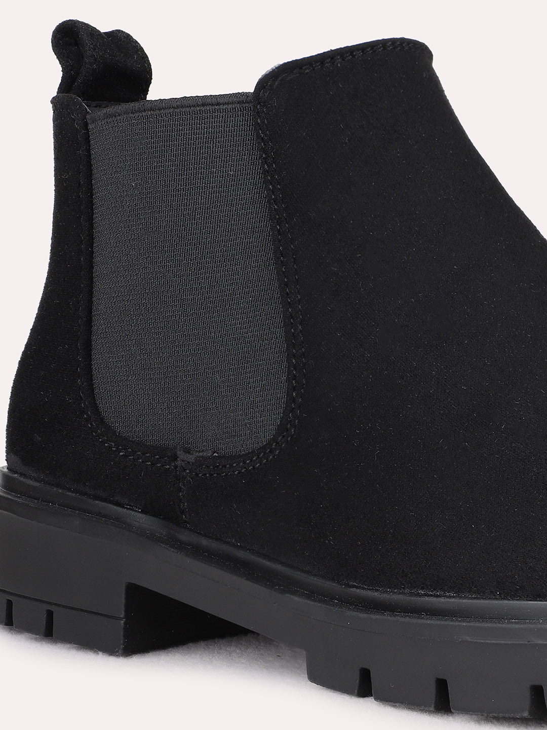 Womens Black Casual Solid Chelsea Boots