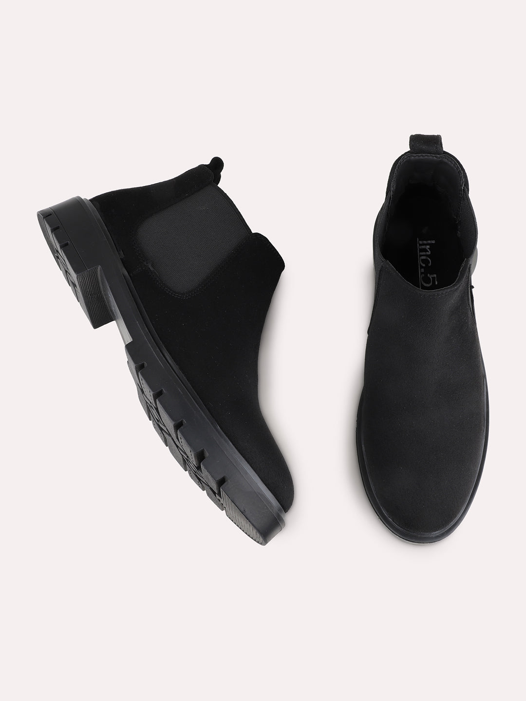 Womens Black Casual Solid Chelsea Boots