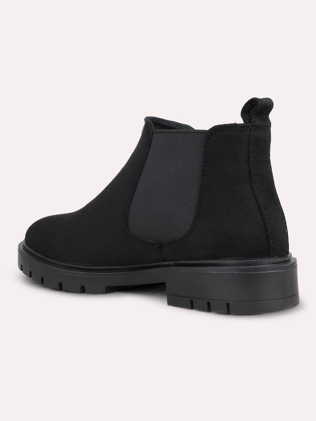 Womens Black Casual Solid Chelsea Boots