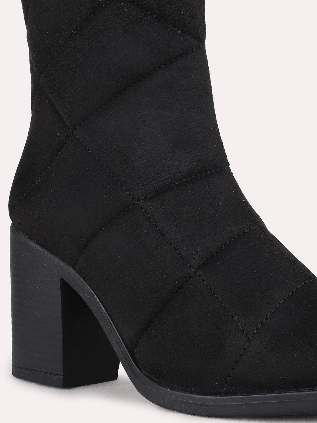 Womens Black Casual Solid Round Toe Ankle Boots
