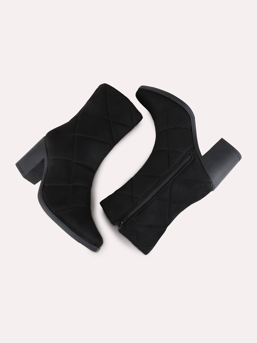 Womens Black Casual Solid Round Toe Ankle Boots