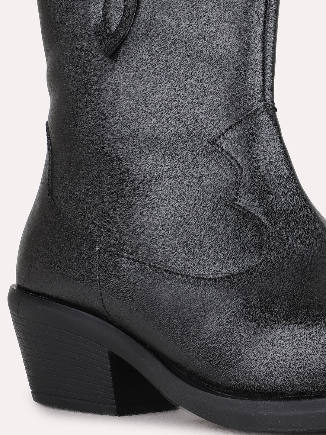 Womens Black Casual Solid Round Toe Ankle Boots