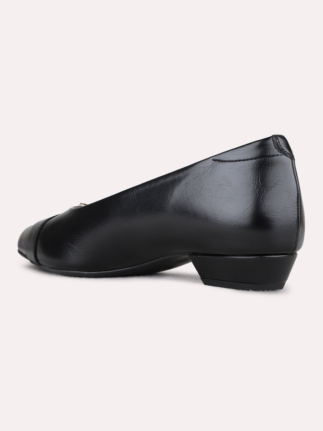 Womens Black Casual Solid Square Toe Block heels Pumps