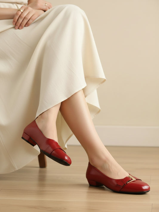 Womens Maroon Casual Solid Square Toe Block heels Pumps