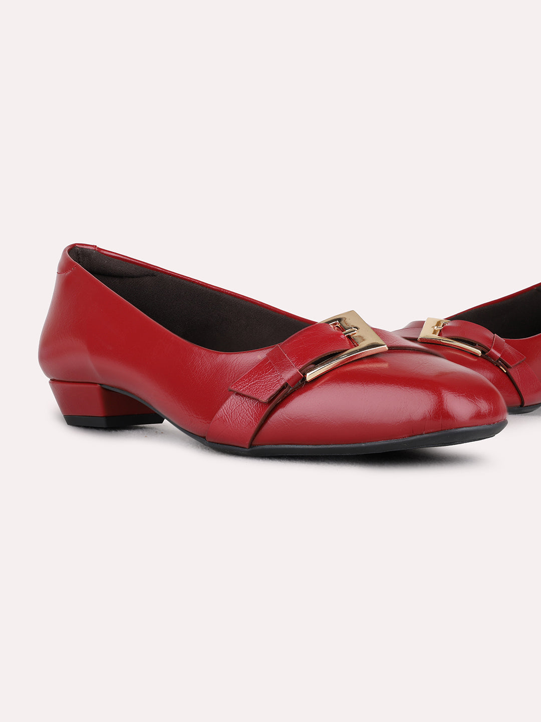 Womens Maroon Casual Solid Square Toe Block heels Pumps