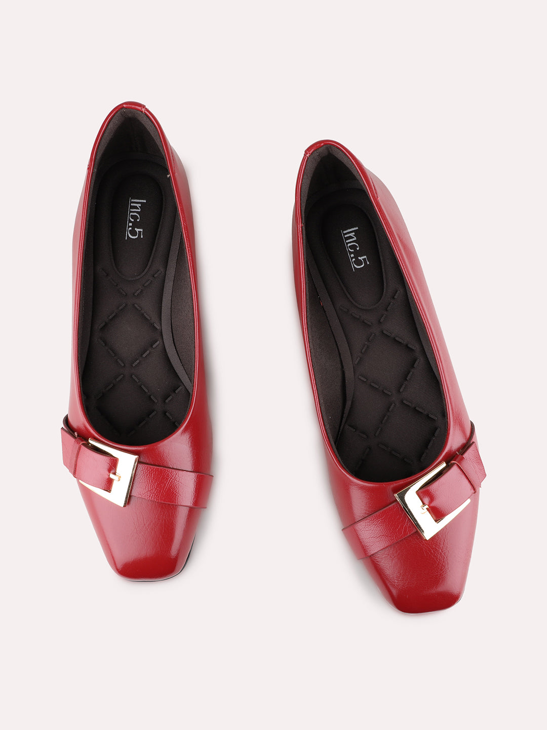Womens Maroon Casual Solid Square Toe Block heels Pumps