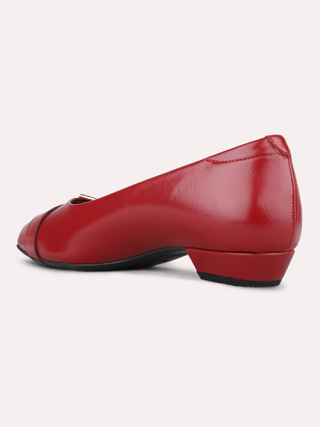 Womens Maroon Casual Solid Square Toe Block heels Pumps
