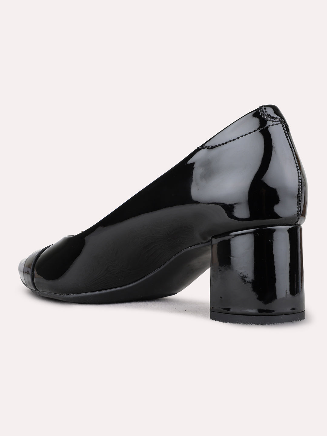 Womens Black Party Wear Solid Pointed Toe Block heels Pumps