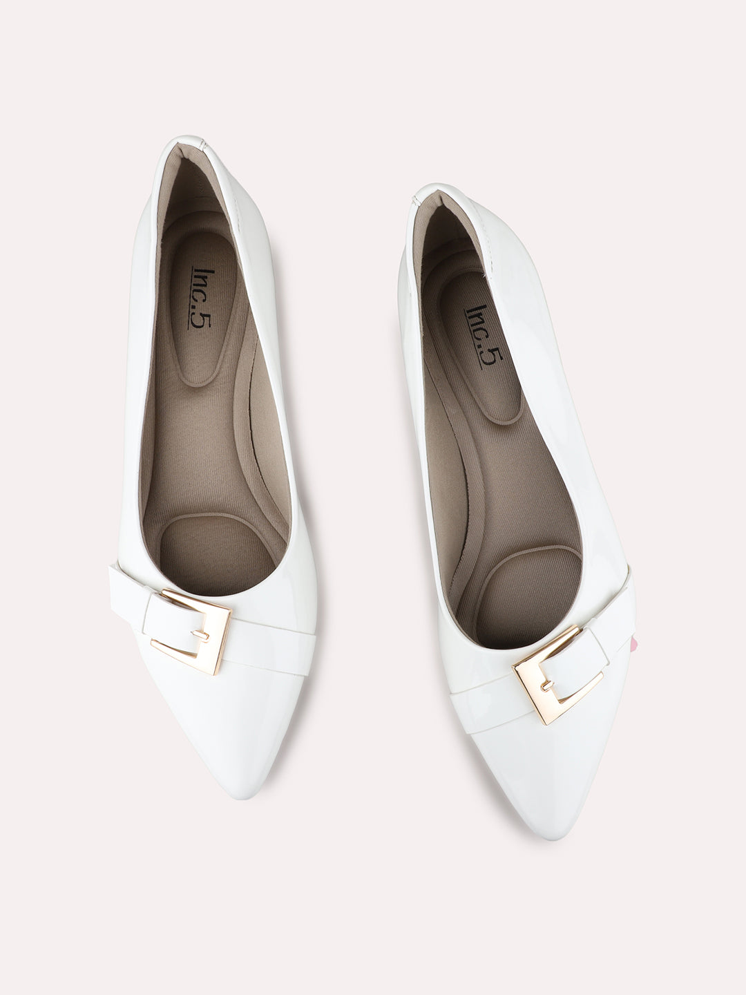 Womens White Party Wear Solid Pointed Toe Block heels Pumps