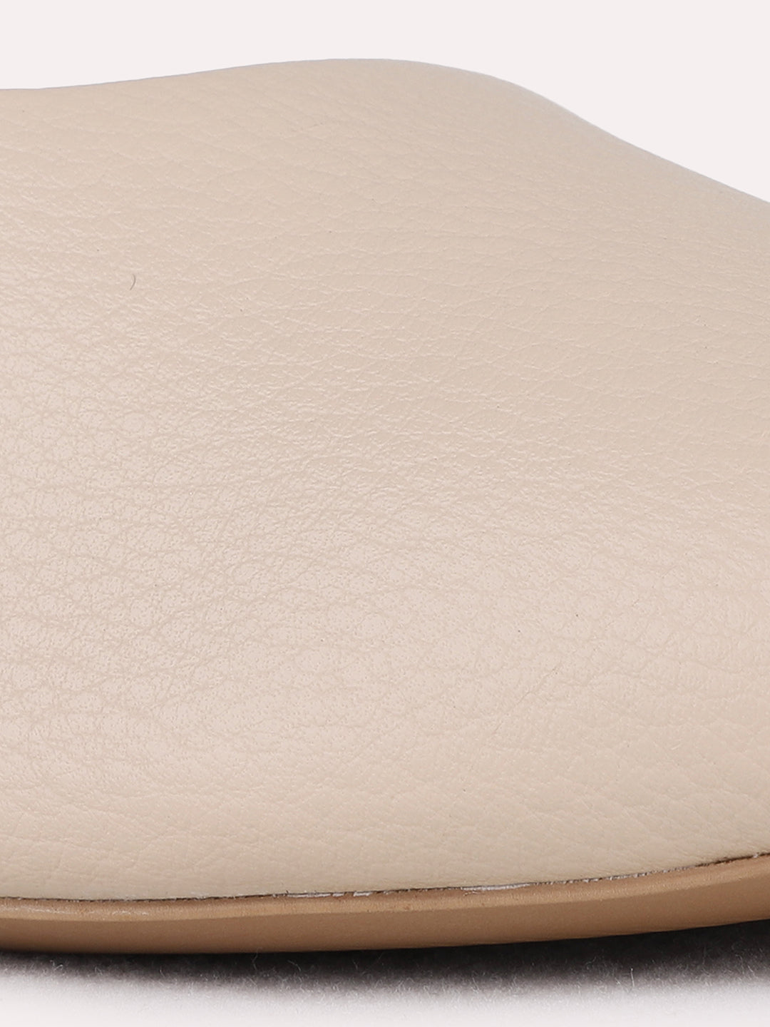 Womens Beige Party Wear Solid Pointed Toe Block Heel Mules