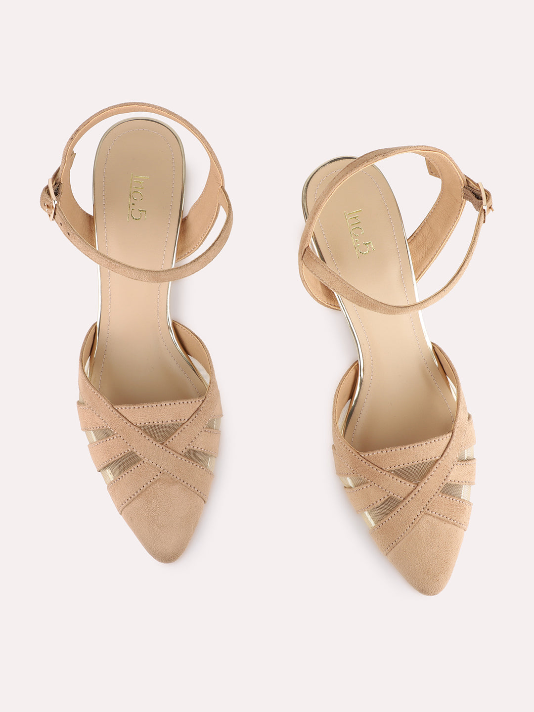 Womens Beige Casual Solid Pattern Pointed Block Heels