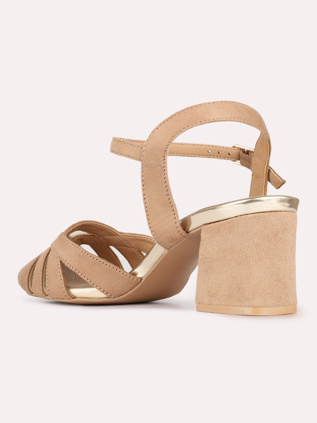 Womens Beige Casual Solid Pattern Pointed Block Heels