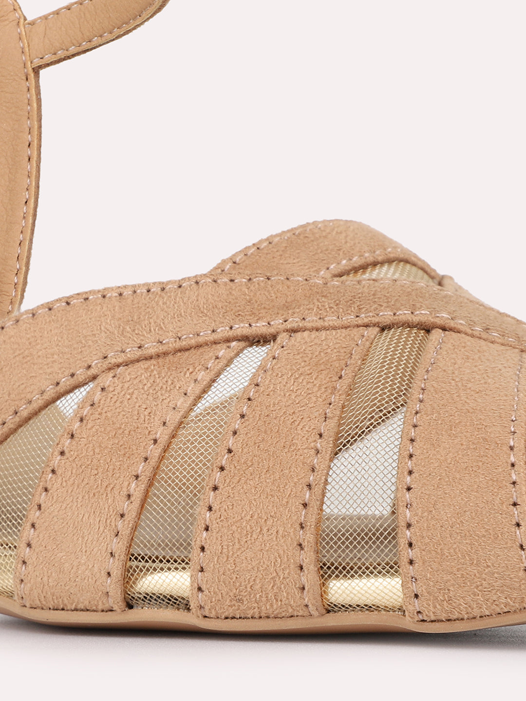 Womens Beige Casual Solid Pattern Pointed Block Heels