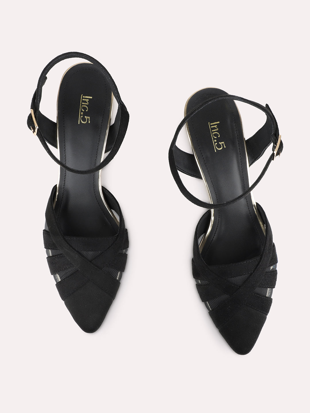 Womens Black Casual Solid Pattern Pointed Block Heels