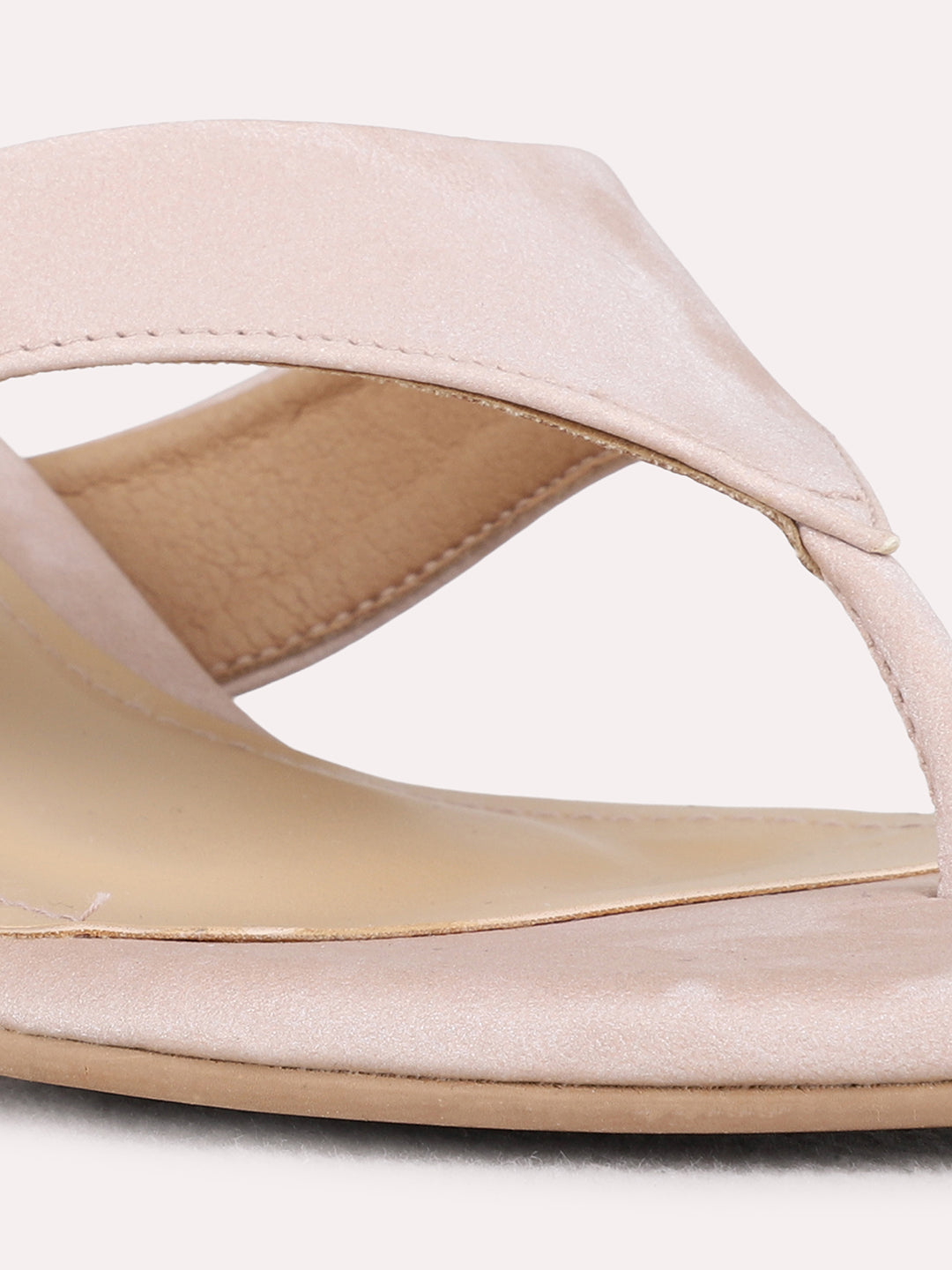 Womens Peach Casual Solid Round Toe Block Heels