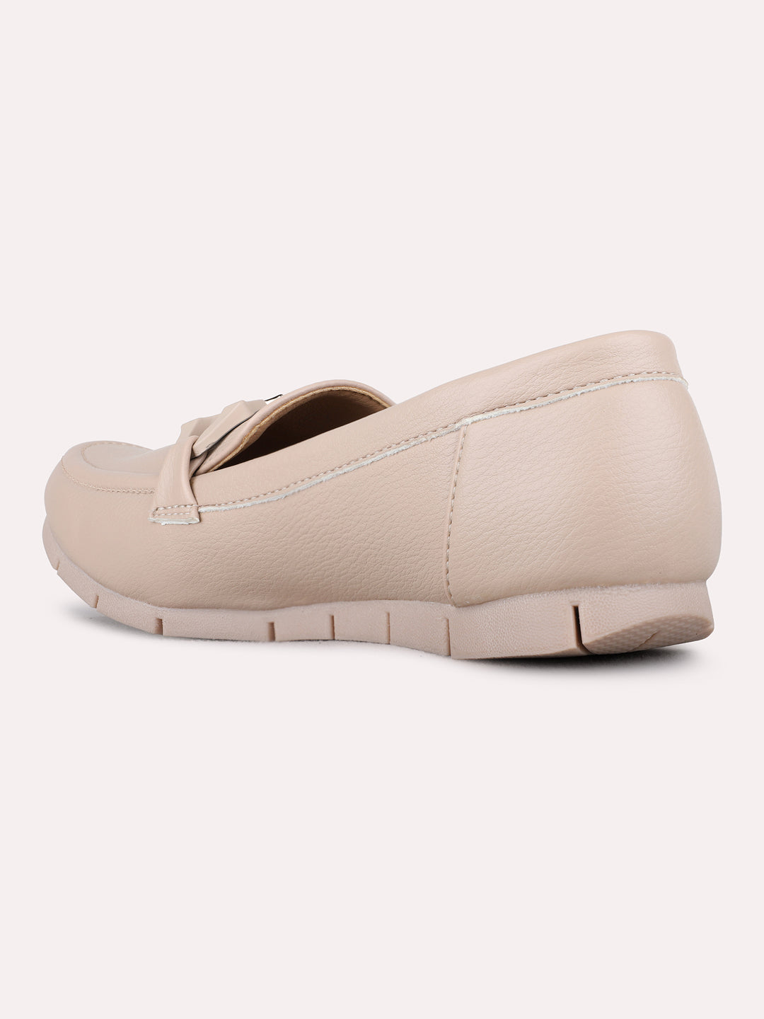 Womens Beige Casual Solid Round Toe Loafers