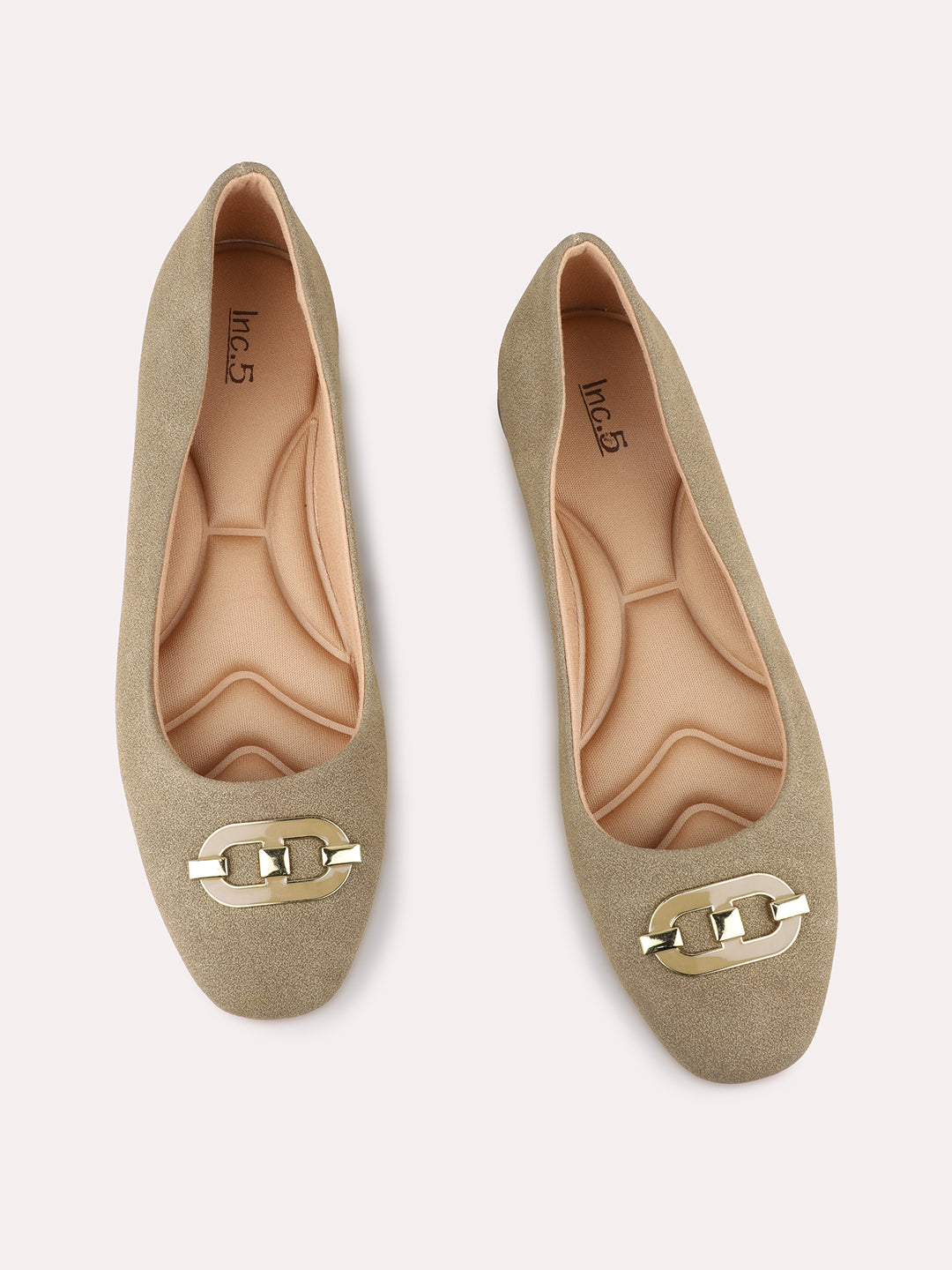 Womens Green Casual Solid Round Toe Flat Ballerinas